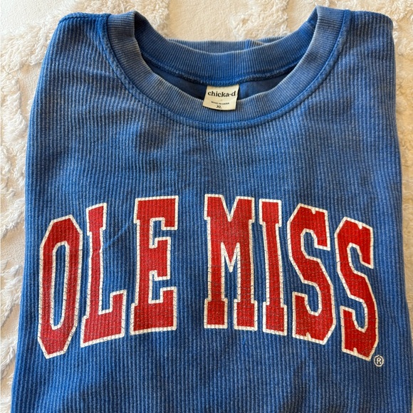 Women's Blue Ole Miss Crew Neck Sweater - Picture 8 of 9